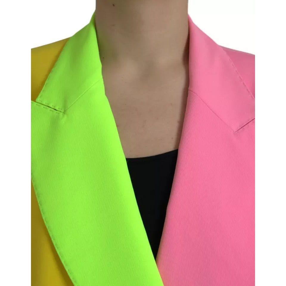 Dolce & Gabbana Multicolor Patchwork Peak Lapel Coat Jacket Dolce & Gabbana