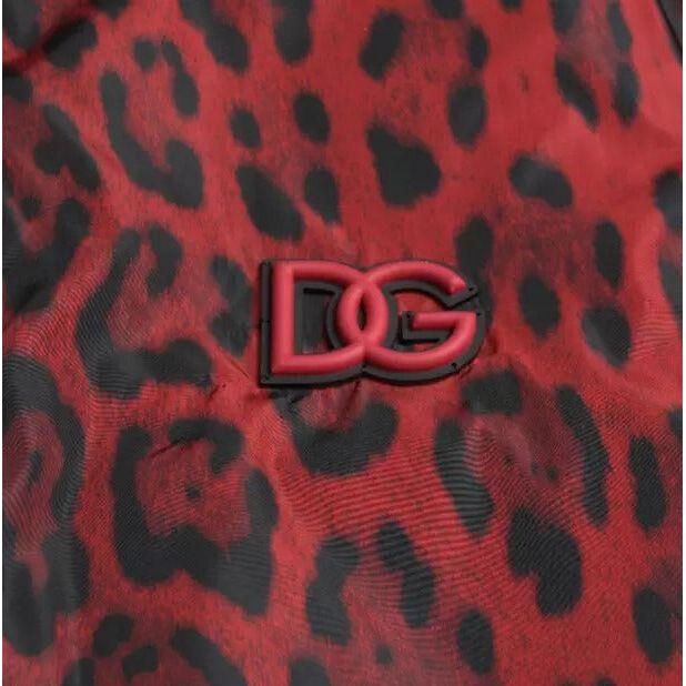 Dolce & Gabbana Red Leopard Bomber Short Coat Jacket Dolce & Gabbana