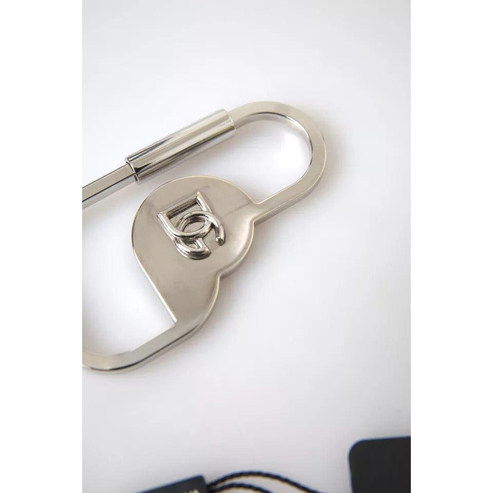 Dolce & Gabbana Silver Tone Brass Metal DG Logo Engraved Keyring Keychain Dolce & Gabbana