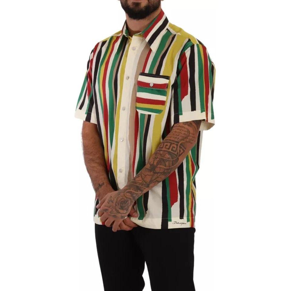 Dolce & Gabbana Multicolor Striped Short Sleeve Cotton Shirt Dolce & Gabbana