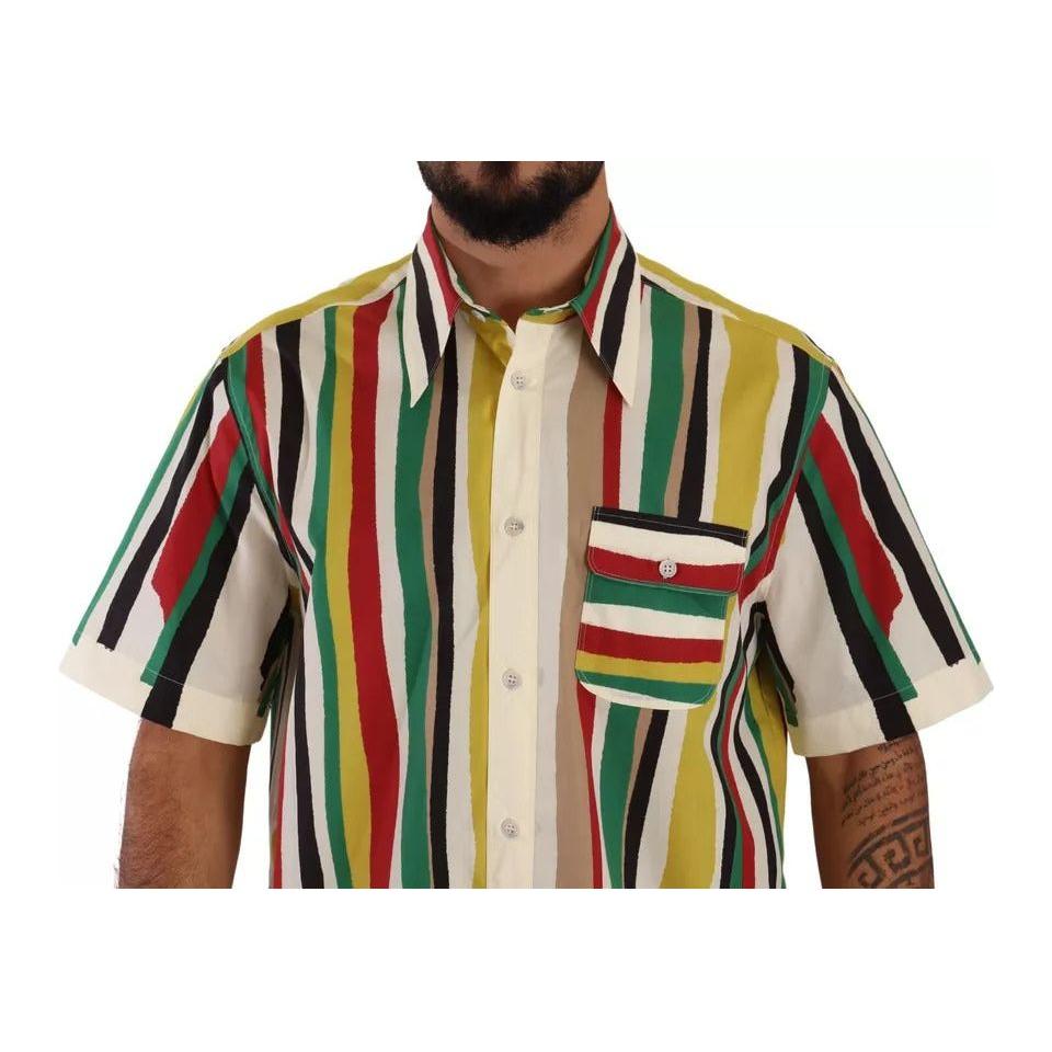 Dolce & Gabbana Multicolor Striped Short Sleeve Cotton Shirt Dolce & Gabbana