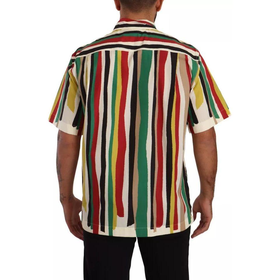 Dolce & Gabbana Multicolor Striped Short Sleeve Cotton Shirt