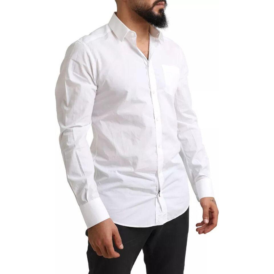 Dolce & Gabbana White GOLD Formal Cotton Tuxedo Dress Shirt Dolce & Gabbana