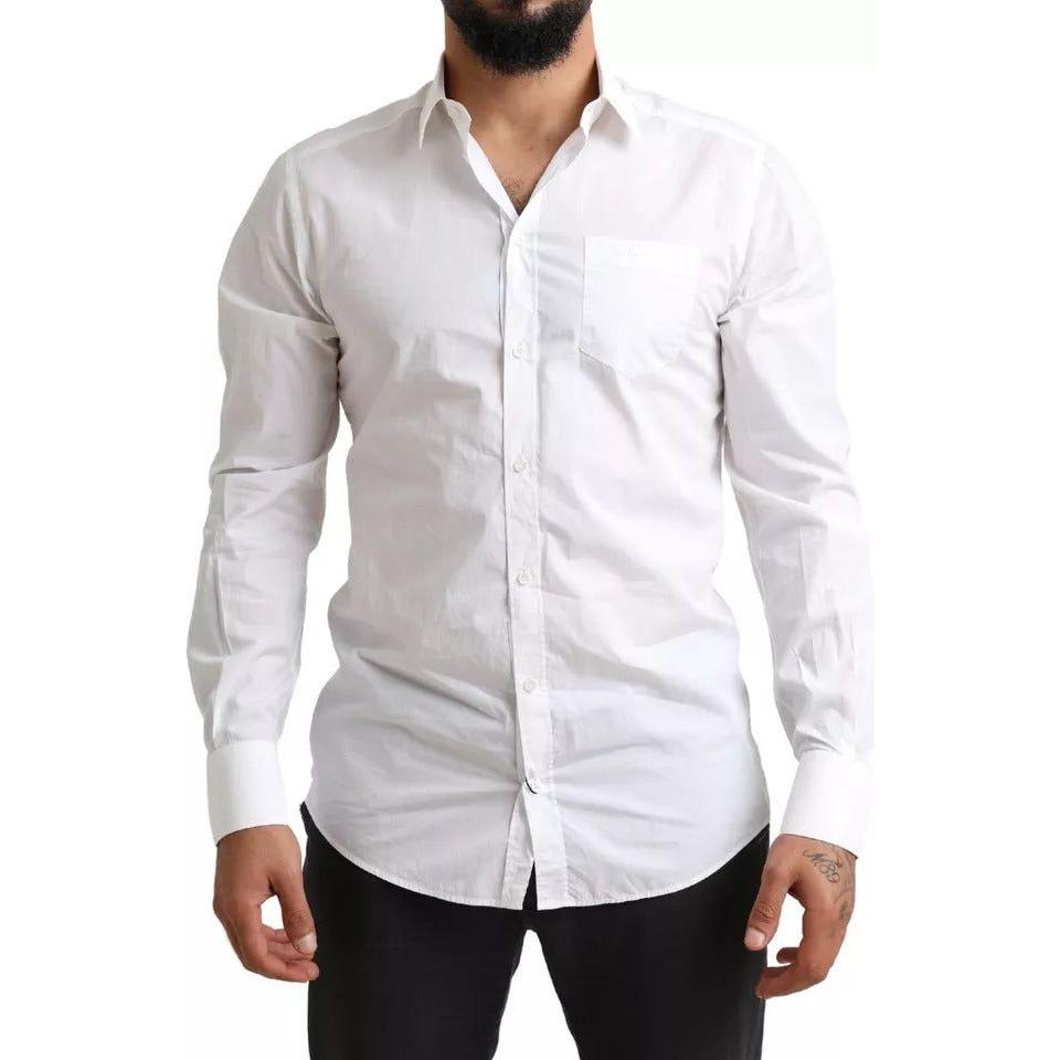 Dolce & Gabbana White GOLD Formal Cotton Tuxedo Dress Shirt Dolce & Gabbana