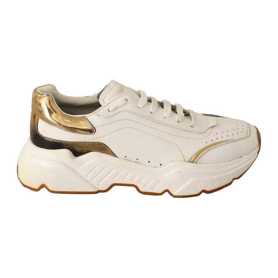 Dolce & Gabbana White Gold Leather Sport DAYMASTER Sneakers Shoes Dolce & Gabbana