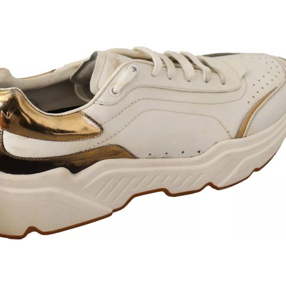 Dolce & Gabbana White Gold Leather Sport DAYMASTER Sneakers Shoes Dolce & Gabbana