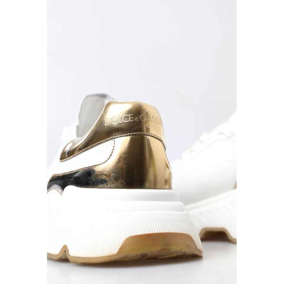 Dolce & Gabbana White Gold Leather Sport DAYMASTER Sneakers Shoes