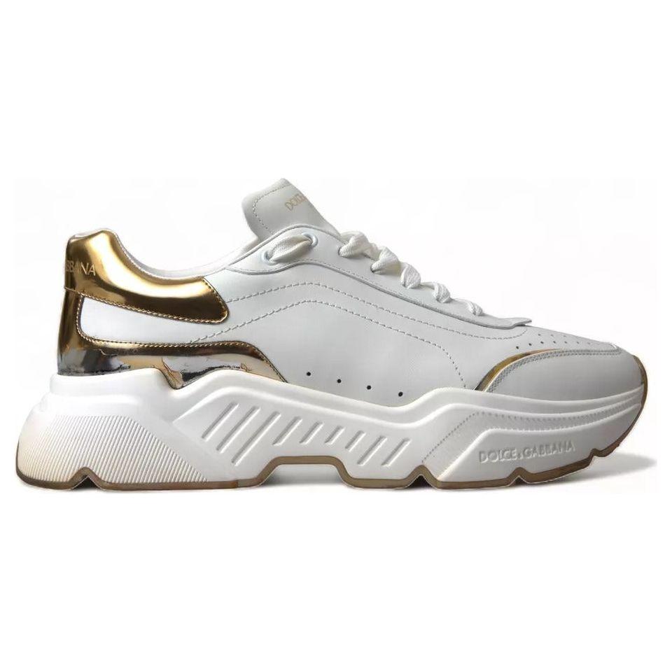 Dolce & Gabbana White Gold Leather Sport DAYMASTER Sneakers Shoes