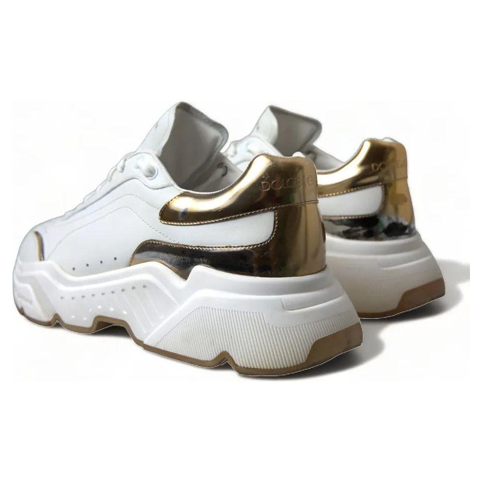 Dolce & Gabbana White Gold Leather Sport DAYMASTER Sneakers Shoes