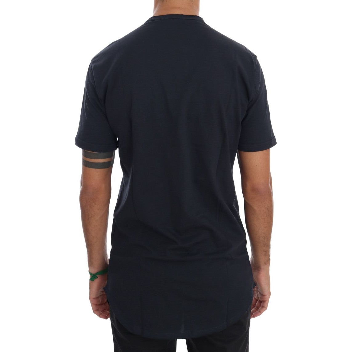 Daniele Alessandrini Chic Blue Cotton Crew-Neck Tee Daniele Alessandrini