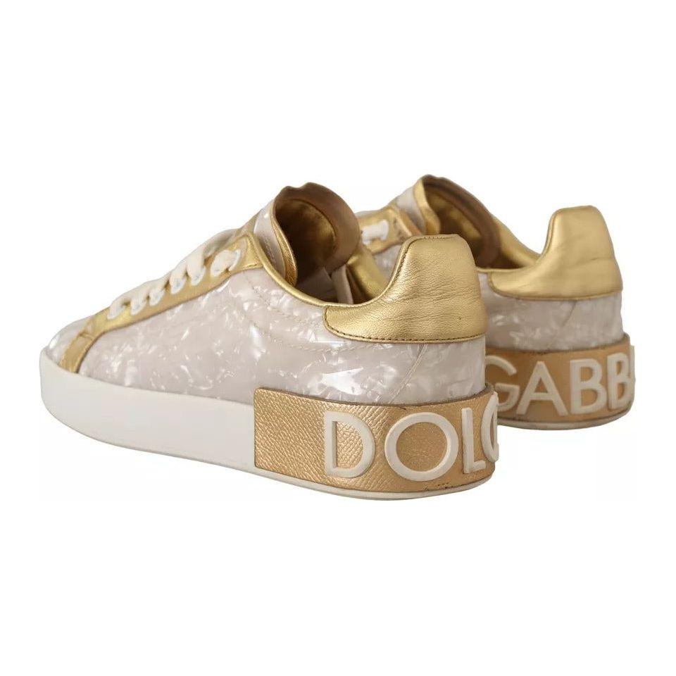 Dolce & Gabbana White Portofino Mother Of Pearl Sneakers Casual Shoes Dolce & Gabbana