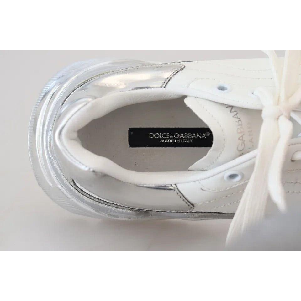 Dolce & Gabbana White Silver Leather Daymaster Women Sneakers Shoes Dolce & Gabbana