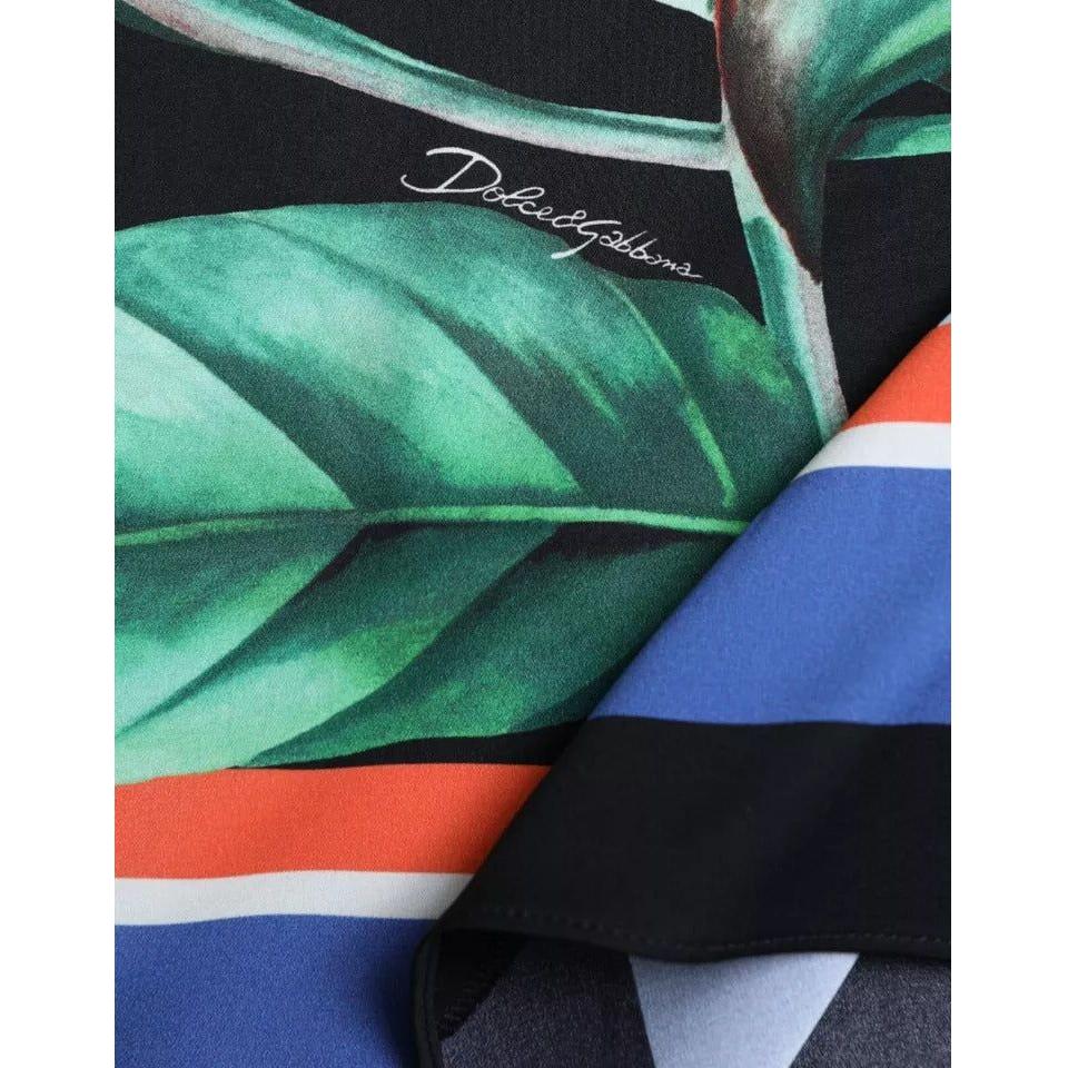 Dolce & Gabbana Black Strelitzia High Waist Wrap Midi Skirt Dolce & Gabbana