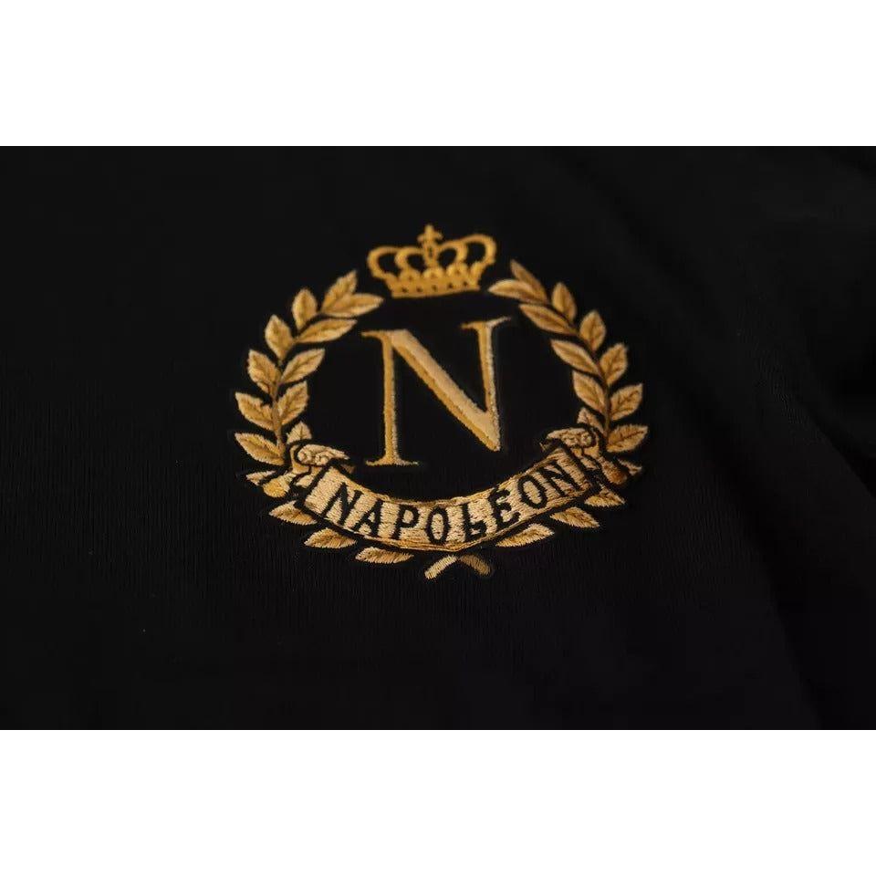 Dolce & Gabbana Black Wool Silk Napoleon Gold Sweater Dolce & Gabbana