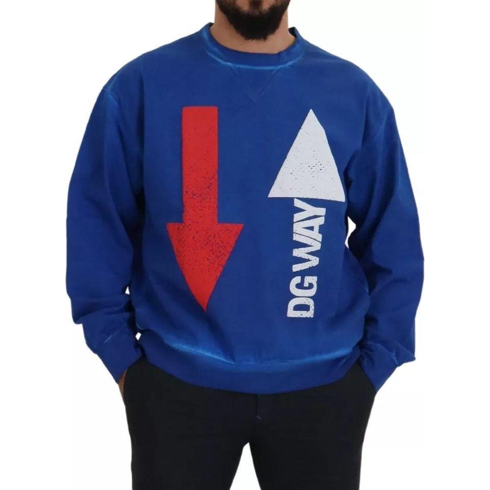 Dolce & Gabbana Blue DGWAY Cotton Crewneck Pullover Sweater Dolce & Gabbana