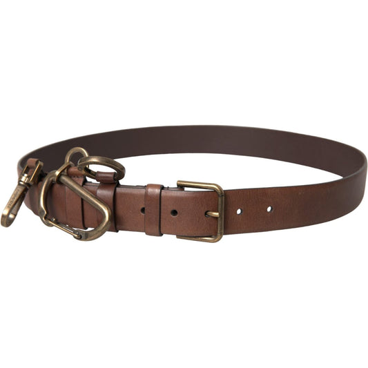 Dolce & Gabbana Brown Calf Leather Gold Metal Buckle Belt Men Dolce & Gabbana