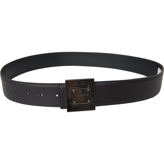 Dolce & Gabbana Black Calf Leather Square Metal Buckle Belt Dolce & Gabbana