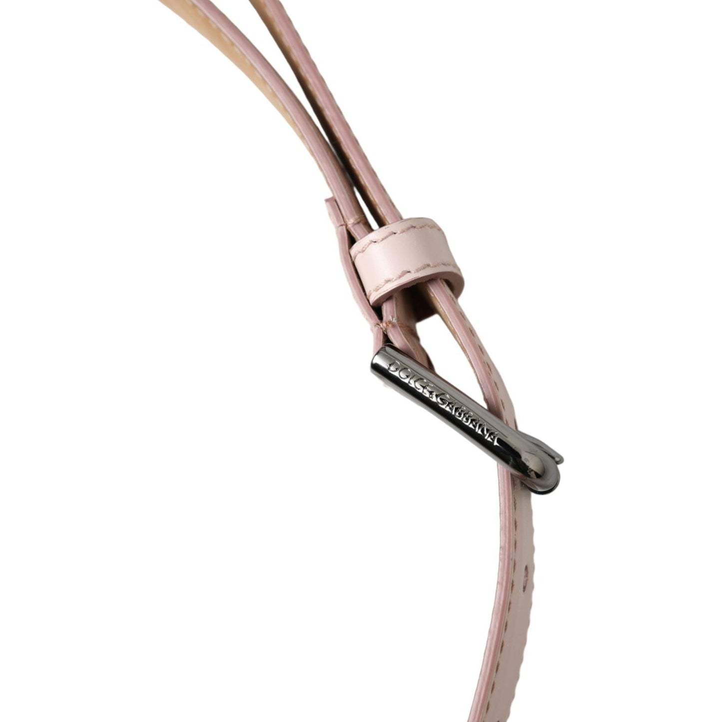 Dolce & Gabbana Light Pink Leather Silver Metal Buckle Belt Dolce & Gabbana