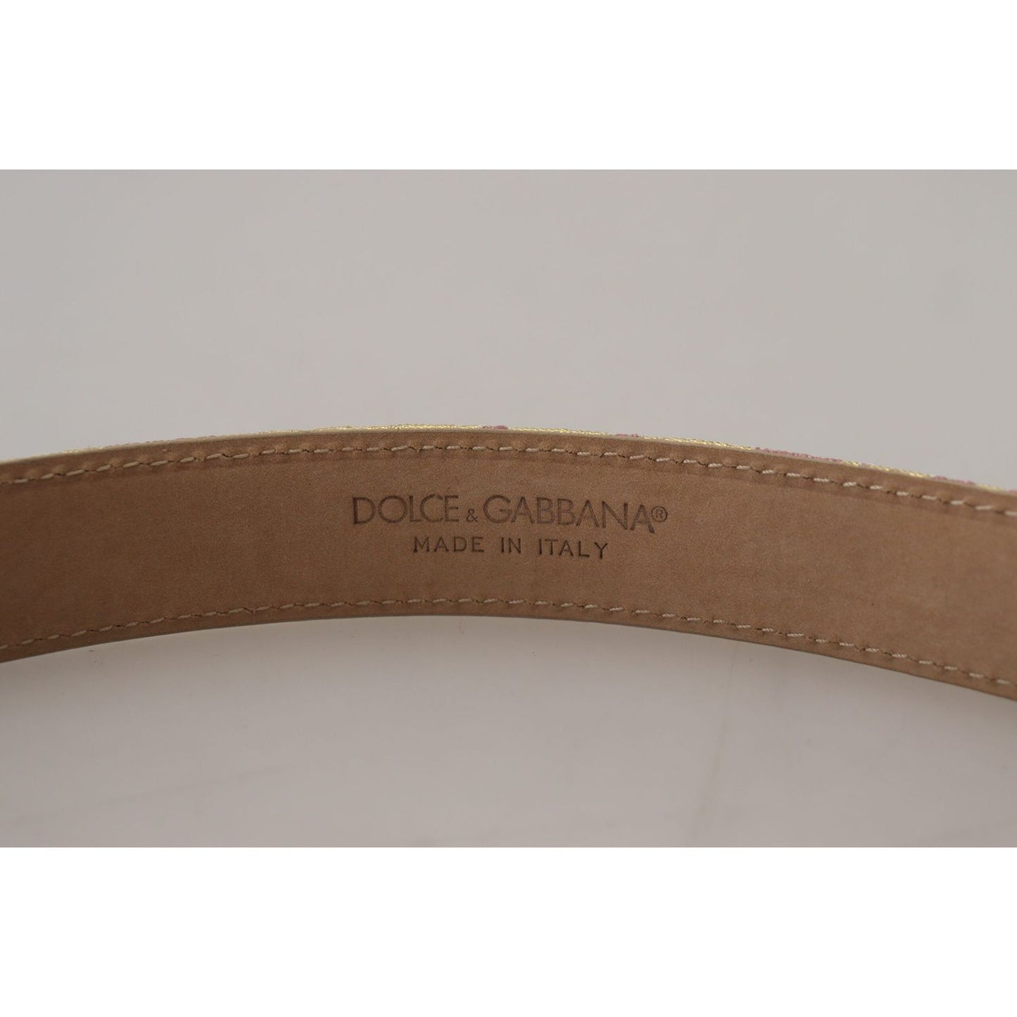 Dolce & Gabbana Pink Jaquard DG Logo Gold Metal Buckle Belt Dolce & Gabbana