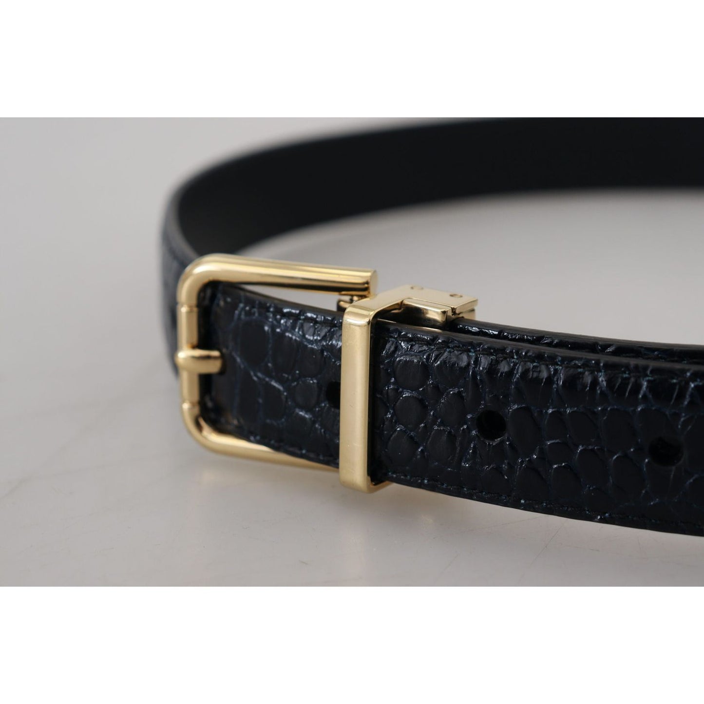 Dolce & Gabbana Black Exotic Leather Gold Metal Buckle Belt Dolce & Gabbana