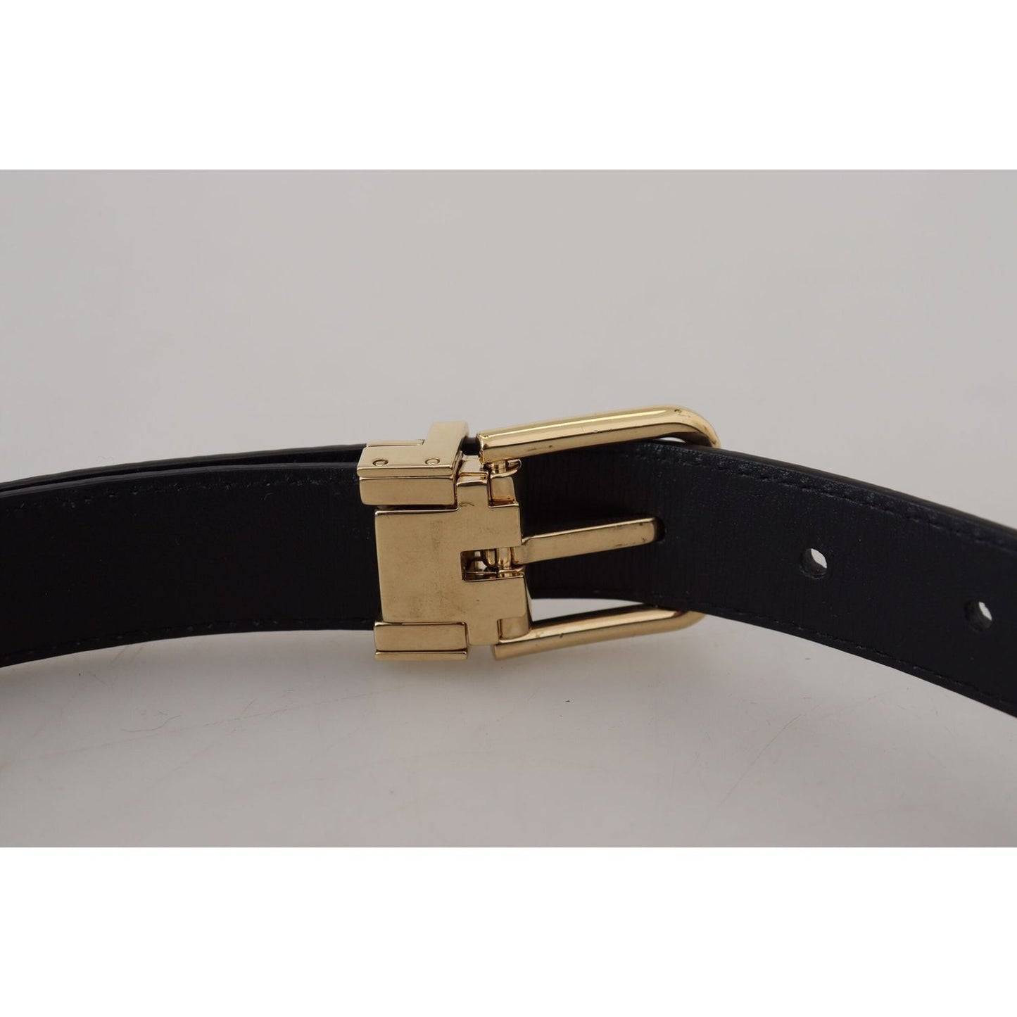 Dolce & Gabbana Black Exotic Leather Gold Metal Buckle Belt Dolce & Gabbana