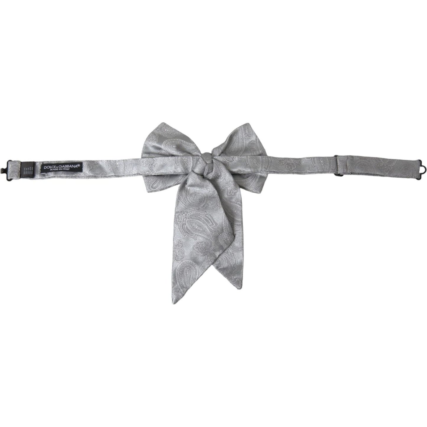 Dolce & Gabbana Silver Ribbon Silk Adjustable Neck Men Bow Tie Dolce & Gabbana