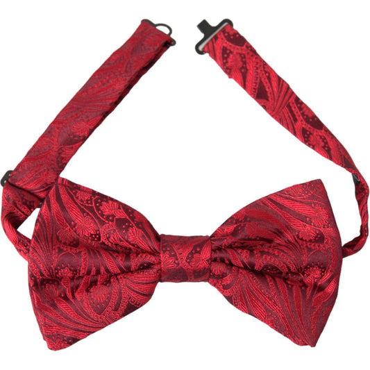 Dolce & Gabbana Red Brocade Silk Adjustable Neck Men Bow Tie Dolce & Gabbana