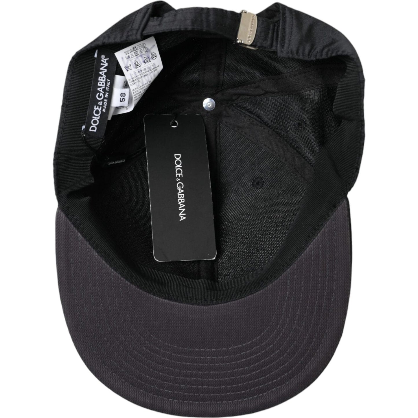 Dolce & Gabbana Black Silk Cotton Logo Baseball Hat Men Dolce & Gabbana