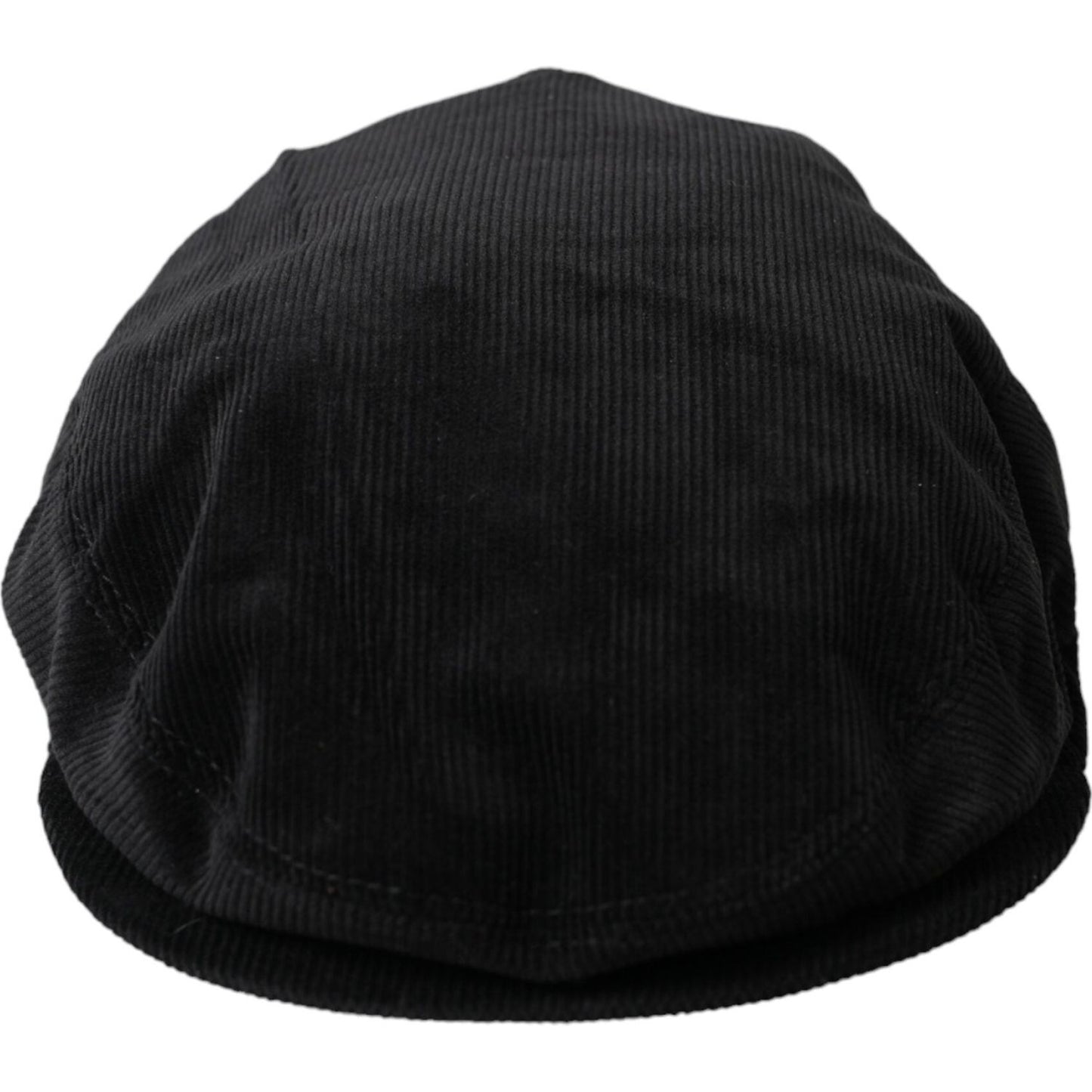 Dolce & Gabbana Black Corduroy Crown Newsboy Hat Men Dolce & Gabbana