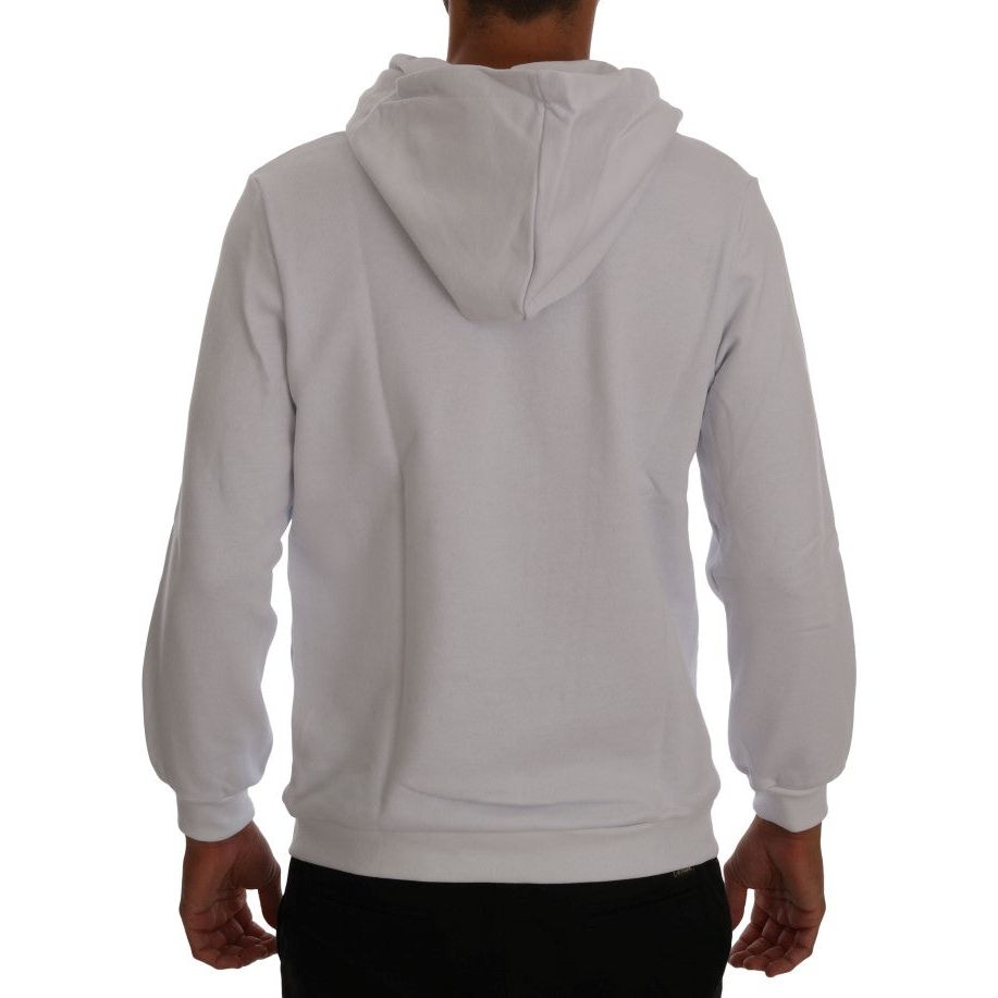 Daniele Alessandrini Elegant White Cotton Hooded Sweater Daniele Alessandrini