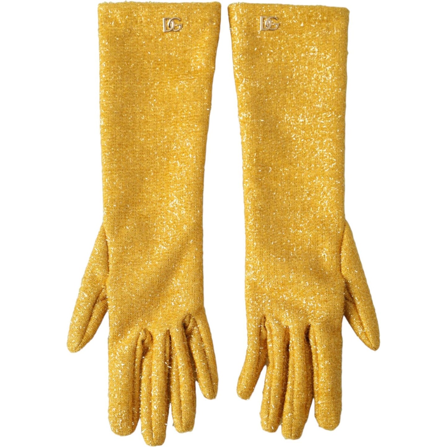 Dolce & Gabbana Gold Lurex Fantasia Mid Arm Length Gloves Dolce & Gabbana