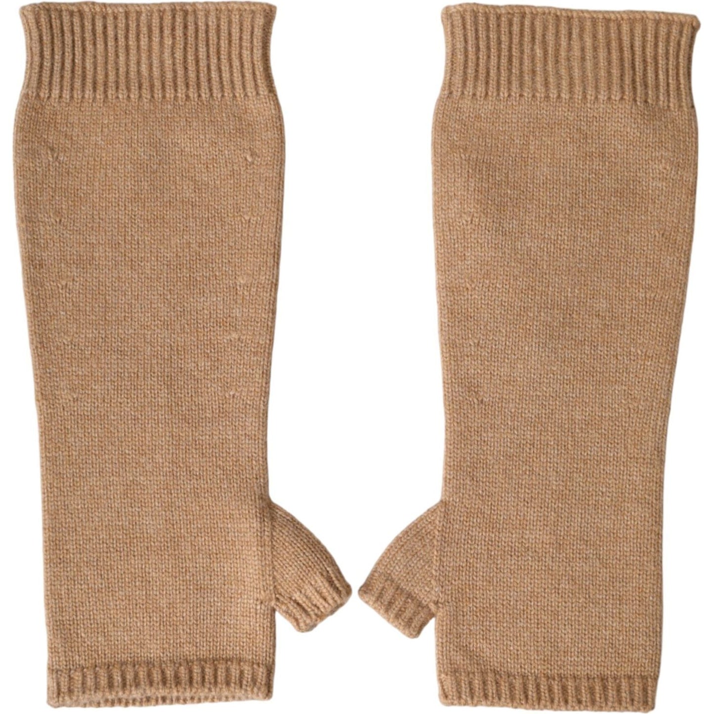 Dolce & Gabbana Brown Cashmere Knitted Finger Less Gloves Dolce & Gabbana