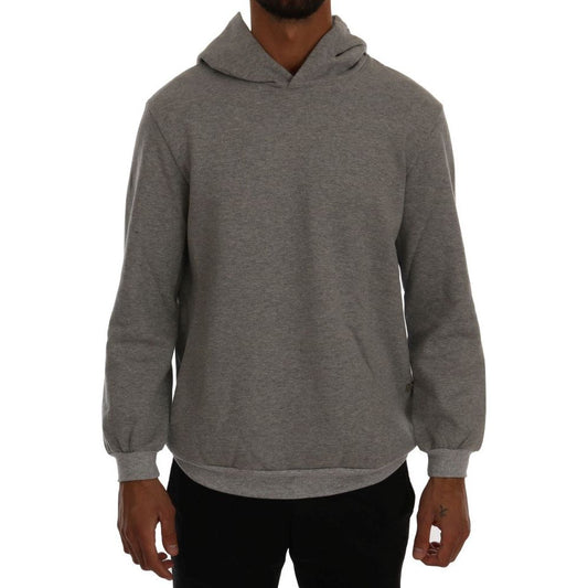 Daniele Alessandrini Sophisticated Gray Cotton Hooded Sweater Daniele Alessandrini