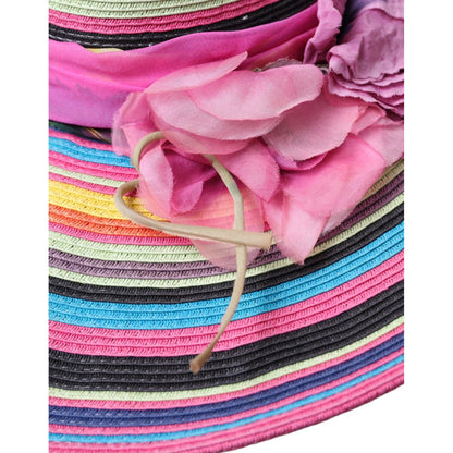 Dolce & Gabbana Multicolor Fantasy Wide Brim Floppy Hat 1728,56 cm|XS,67345645728,Accessories,Dolce & Gabbana,Hat - Women - Accessories,Hats - Accessories,Material: 100% Straw,Multicolor,New with tags,Sunhats - Hats - Accessories,Women