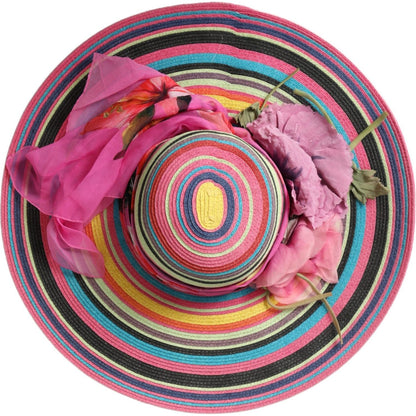 Dolce & Gabbana Multicolor Fantasy Wide Brim Floppy Hat 1728,56 cm|XS,67345645728,Accessories,Dolce & Gabbana,Hat - Women - Accessories,Hats - Accessories,Material: 100% Straw,Multicolor,New with tags,Sunhats - Hats - Accessories,Women