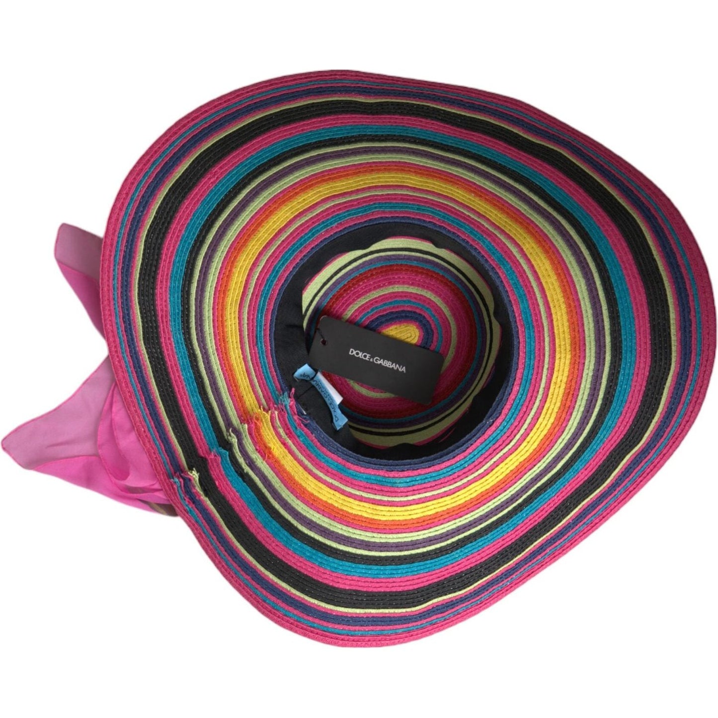 Dolce & Gabbana Multicolor Fantasy Wide Brim Floppy Hat 1728,56 cm|XS,67345645728,Accessories,Dolce & Gabbana,Hat - Women - Accessories,Hats - Accessories,Material: 100% Straw,Multicolor,New with tags,Sunhats - Hats - Accessories,Women