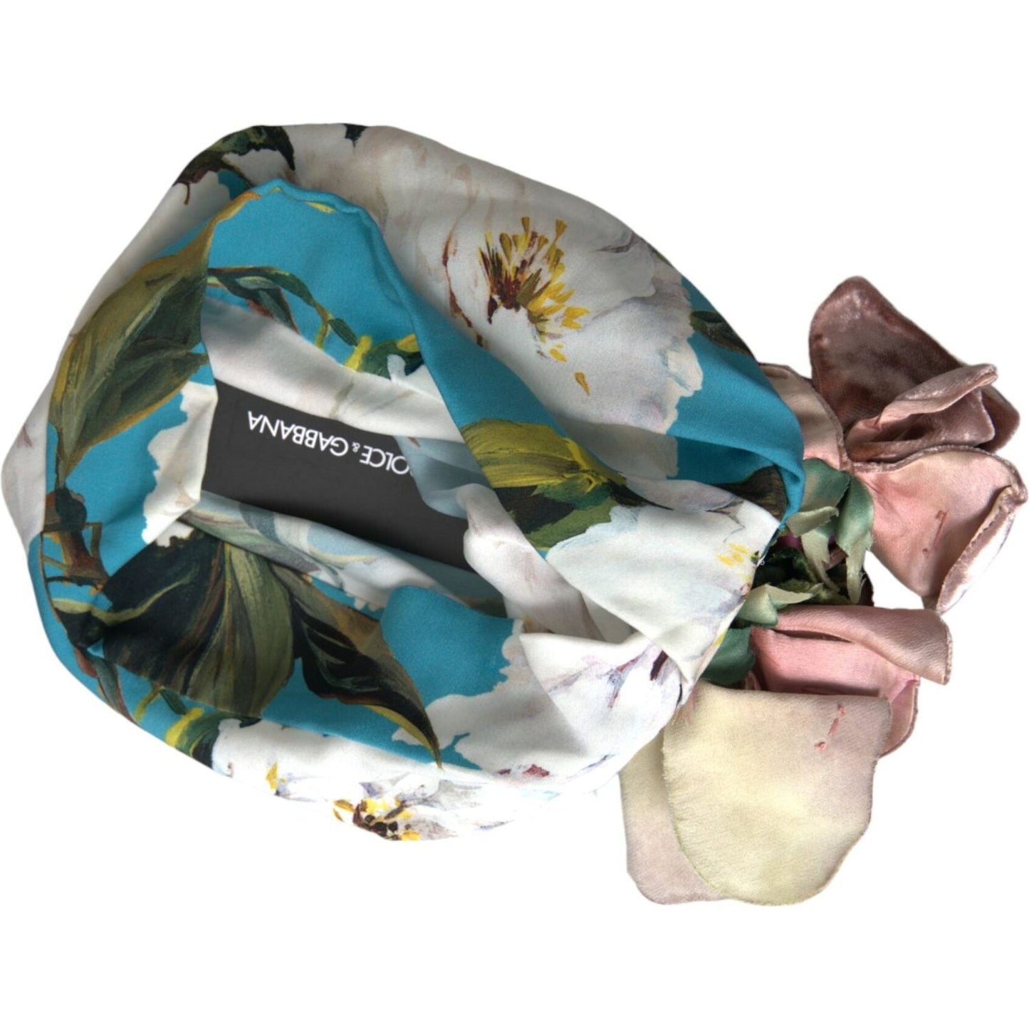 Dolce & Gabbana Blue Floral Motif Turban Head Hat Women Dolce & Gabbana