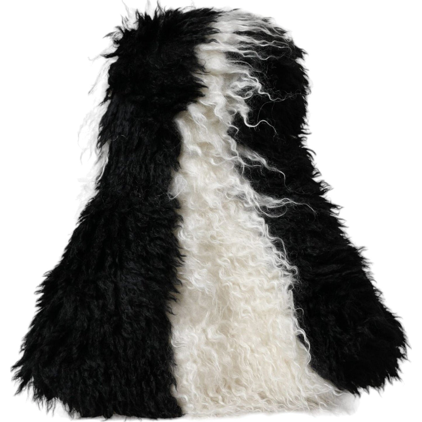 Dolce & Gabbana Black White Stripes Mohair Fur Bucket Hat Dolce & Gabbana