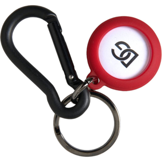 Dolce & Gabbana Red Rubber DG Logo Round Metal Brass Keyring Keychain Dolce & Gabbana