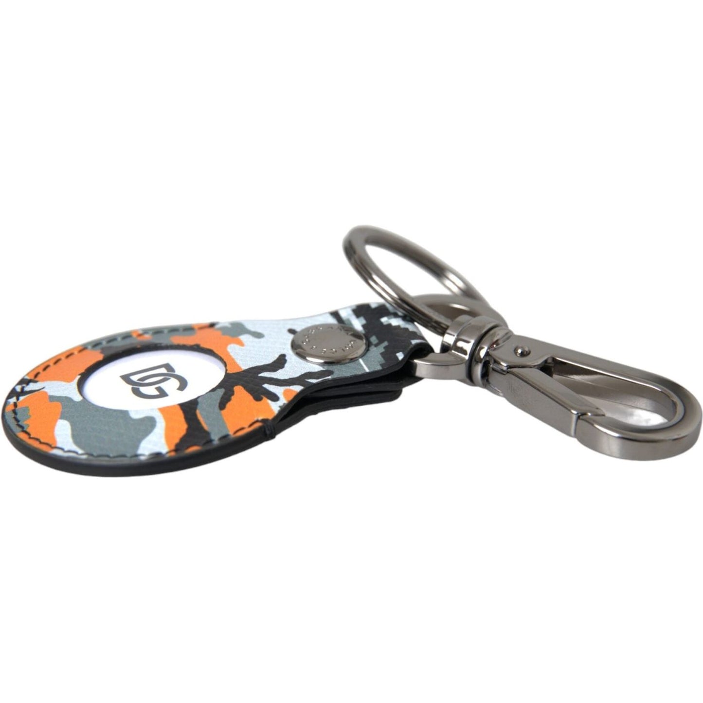 Dolce & Gabbana Camouflage Leather DG Logo Round Metal Keyring Keychain Dolce & Gabbana