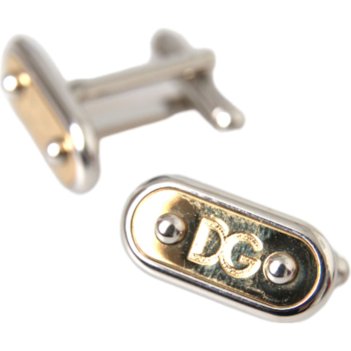 Dolce & Gabbana Silver Gold Plated Metal Brass Pin Cufflinks Dolce & Gabbana