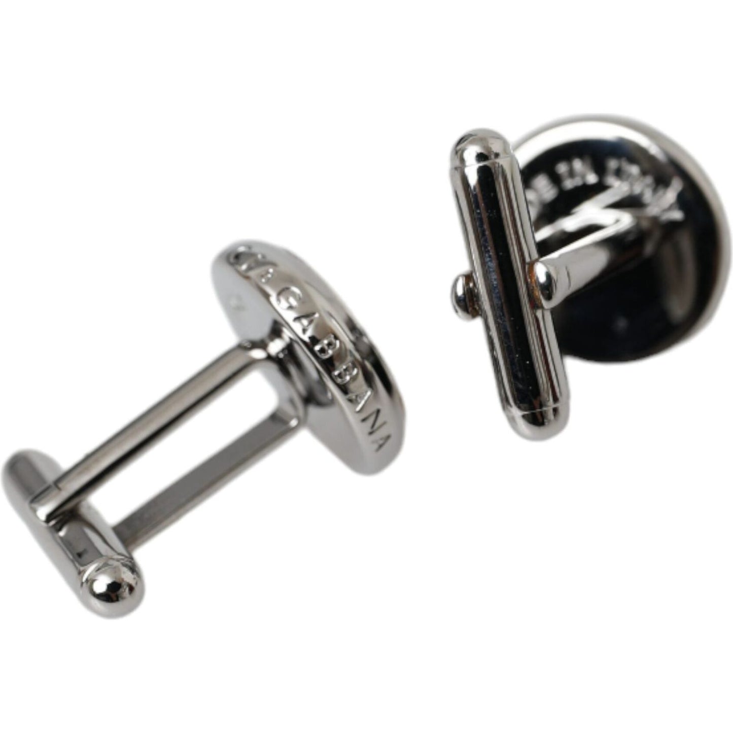 Dolce & Gabbana Silver Plated Brass Round Pin Men Cufflinks Dolce & Gabbana