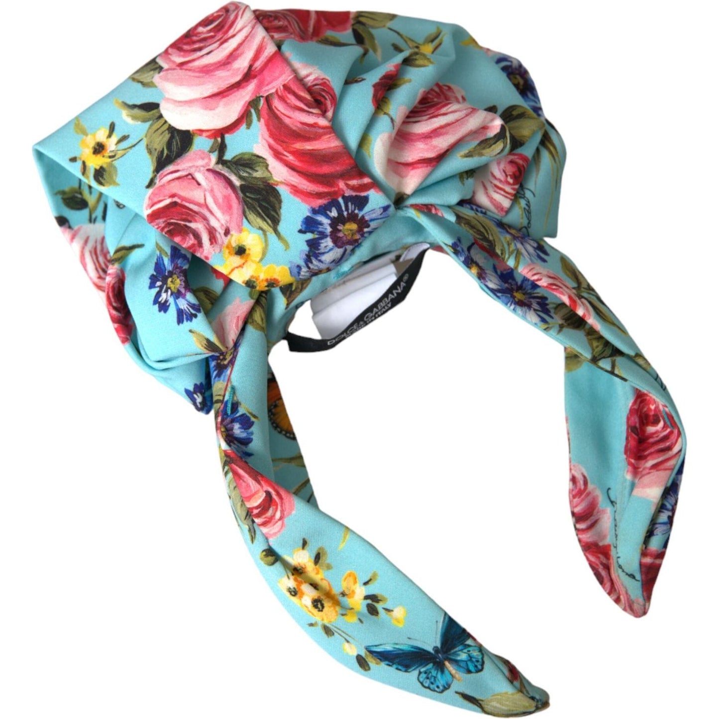 Dolce & Gabbana Turquoise Floral Applique Silk Women Headband Diadem Dolce & Gabbana