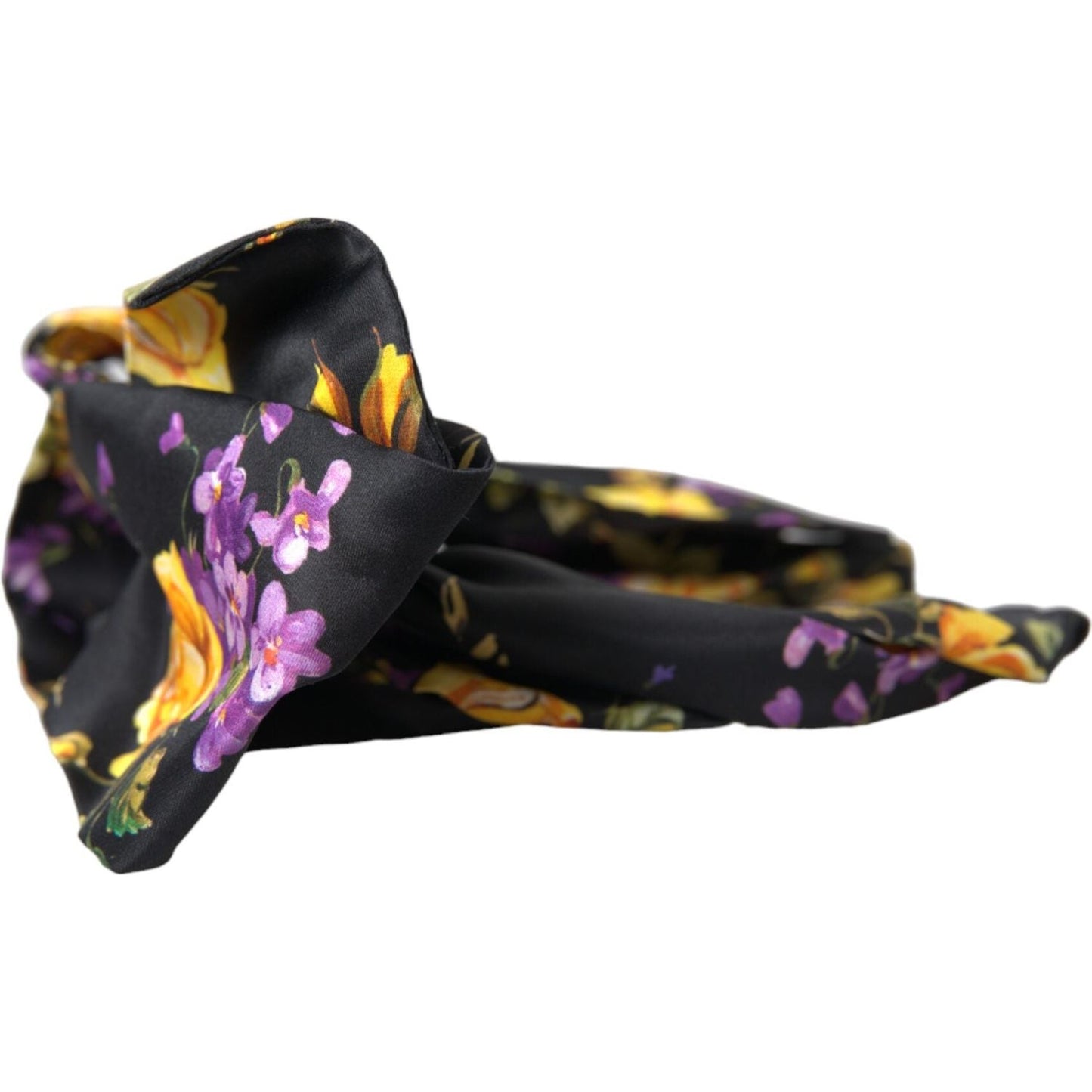 Dolce & Gabbana Black Floral Applique Silk Women Headband Diadem Dolce & Gabbana