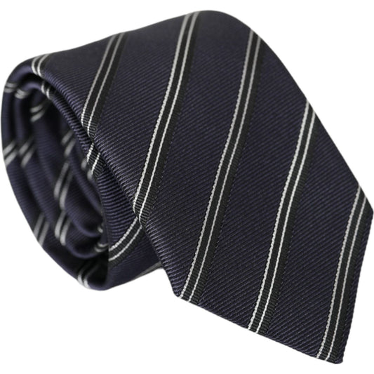 Dolce & Gabbana Black White Stripes Silk Adjustable Tie Dolce & Gabbana