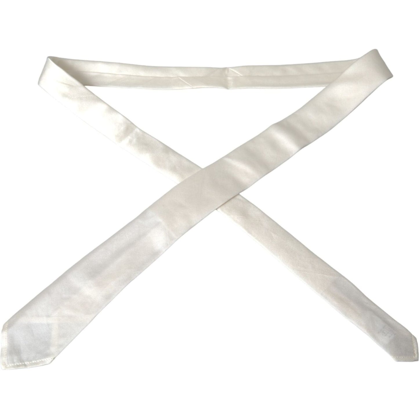 Dolce & Gabbana White Silk Blend Adjustable Tie Men Dolce & Gabbana