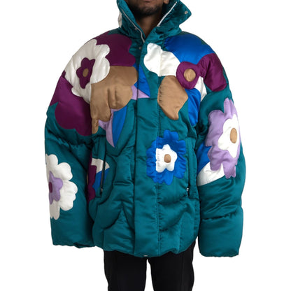 Dolce & Gabbana Multicolor Floral Windbreaker Puffer Jacket 1728,67345645728,Clothing,Dolce & Gabbana,IT52 | XL,Jackets & Coats - Clothing,Jackets - Men - Clothing,Material: 100% Polyester,Men,Men - Clothing,Multicolor,New with tags,Parkas - Jackets & Coa