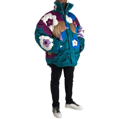 Dolce & Gabbana Multicolor Floral Windbreaker Puffer Jacket 1728,67345645728,Clothing,Dolce & Gabbana,IT52 | XL,Jackets & Coats - Clothing,Jackets - Men - Clothing,Material: 100% Polyester,Men,Men - Clothing,Multicolor,New with tags,Parkas - Jackets & Coa