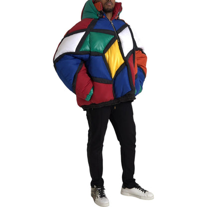 Dolce & Gabbana Multicolor Quilted Hooded Puffer Jacket 1728,67345645728,Clothing,Dolce & Gabbana,Full-Length Jackets - Jackets & Coats - Clothing,IT52 | XL,Jackets & Coats - Clothing,Jackets - Men - Clothing,Material: 50% Polyester 50% Nylon,Men,Men - Cl