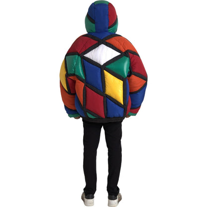 Dolce & Gabbana Multicolor Quilted Hooded Puffer Jacket 1728,67345645728,Clothing,Dolce & Gabbana,Full-Length Jackets - Jackets & Coats - Clothing,IT52 | XL,Jackets & Coats - Clothing,Jackets - Men - Clothing,Material: 50% Polyester 50% Nylon,Men,Men - Cl